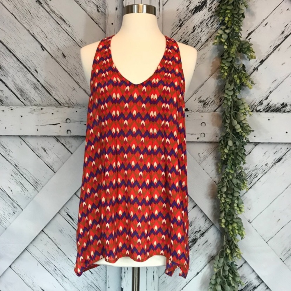 Lucky Brand Geometric Print Racerback Tank Top M